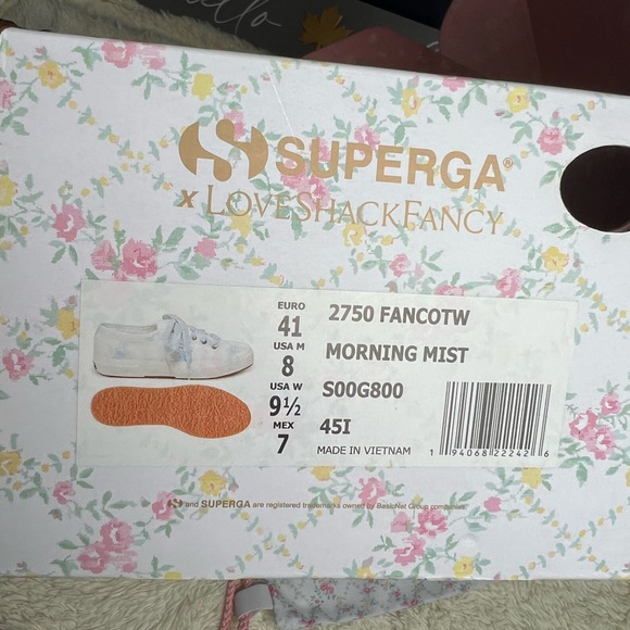 Superga women’s love shack fancy white floral sneaker size 9.5 US NEW - Picture 3 of 13